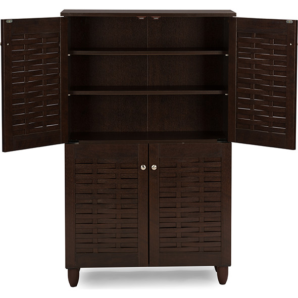 Baxton SC864574 B Wenge Winda 4 Door Shoe Storage Cabinet in